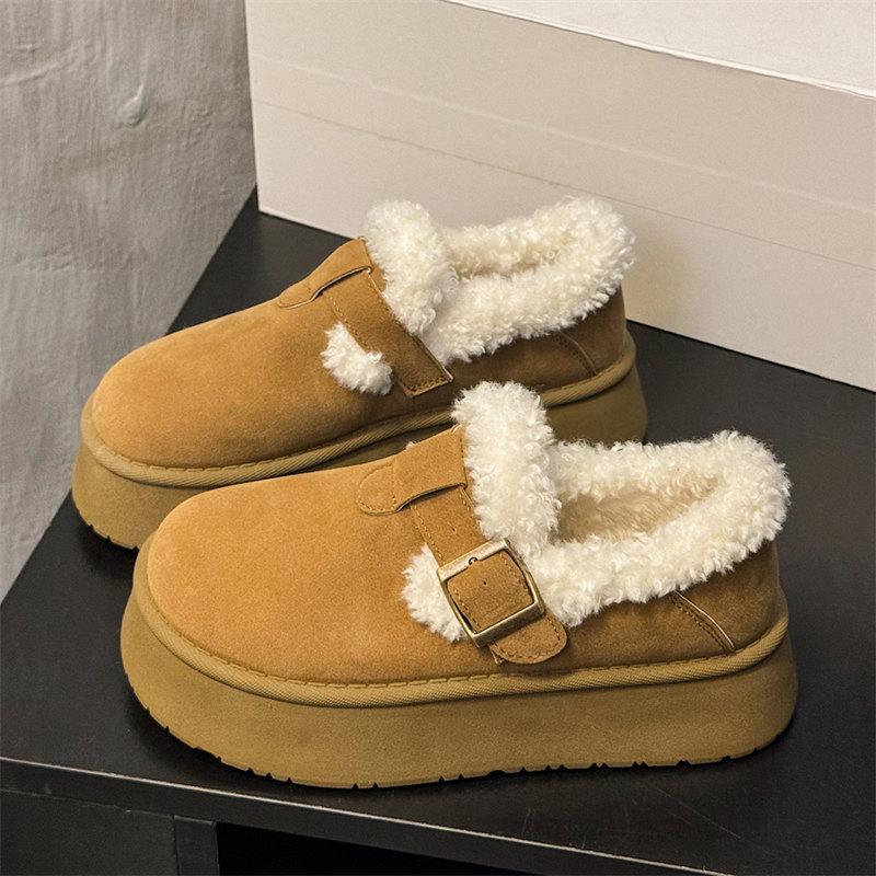 Мода 2024 года, новые зимние женские сапоги Boken Shoes, модные ретро-туфли на плюшевой основе, женские повседневные универсальные теплые хлопковые сапоги на платформе