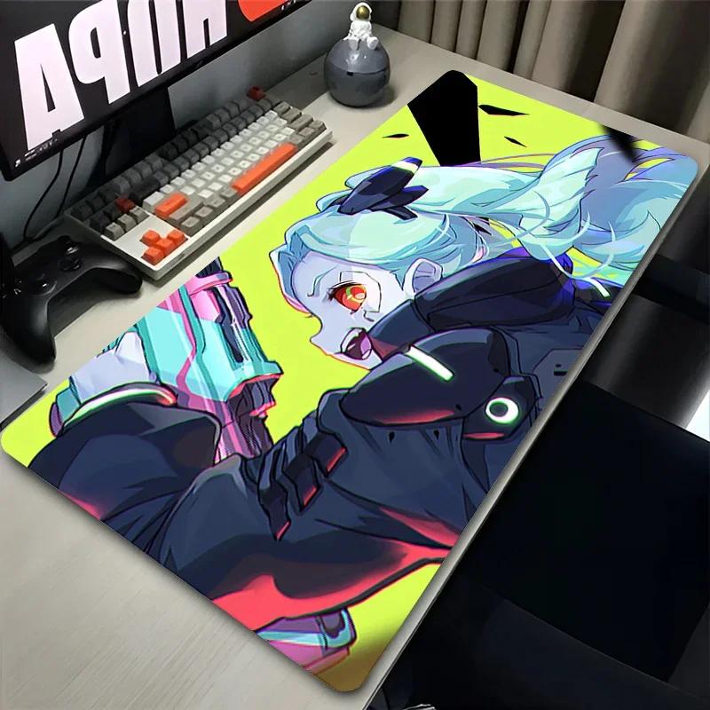 Anime Leather Mouse Pad Gamer Cabinet Keyboard Rugged CcyberpunkS Extended Desk Mat Laptop Gaming RRebecca Sexy Girl Mousepad