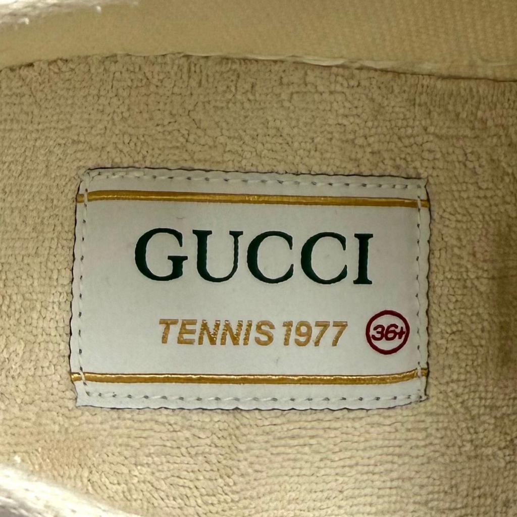 Great GUCCI sneakers tennis 1977 Platform with logo white GG canvas 36.5 746767 Used