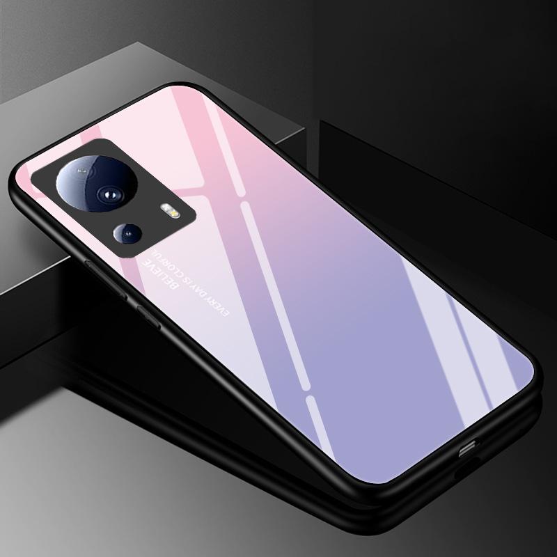 Закаленное Стекло Чехол для Xiaomi 13 Lite 5G Обложка 13Lite Расписной Жесткий Чехол для Телефона Xiaomi Mi 13 Lite Бампер из ТПУ Xiaomi13Lite