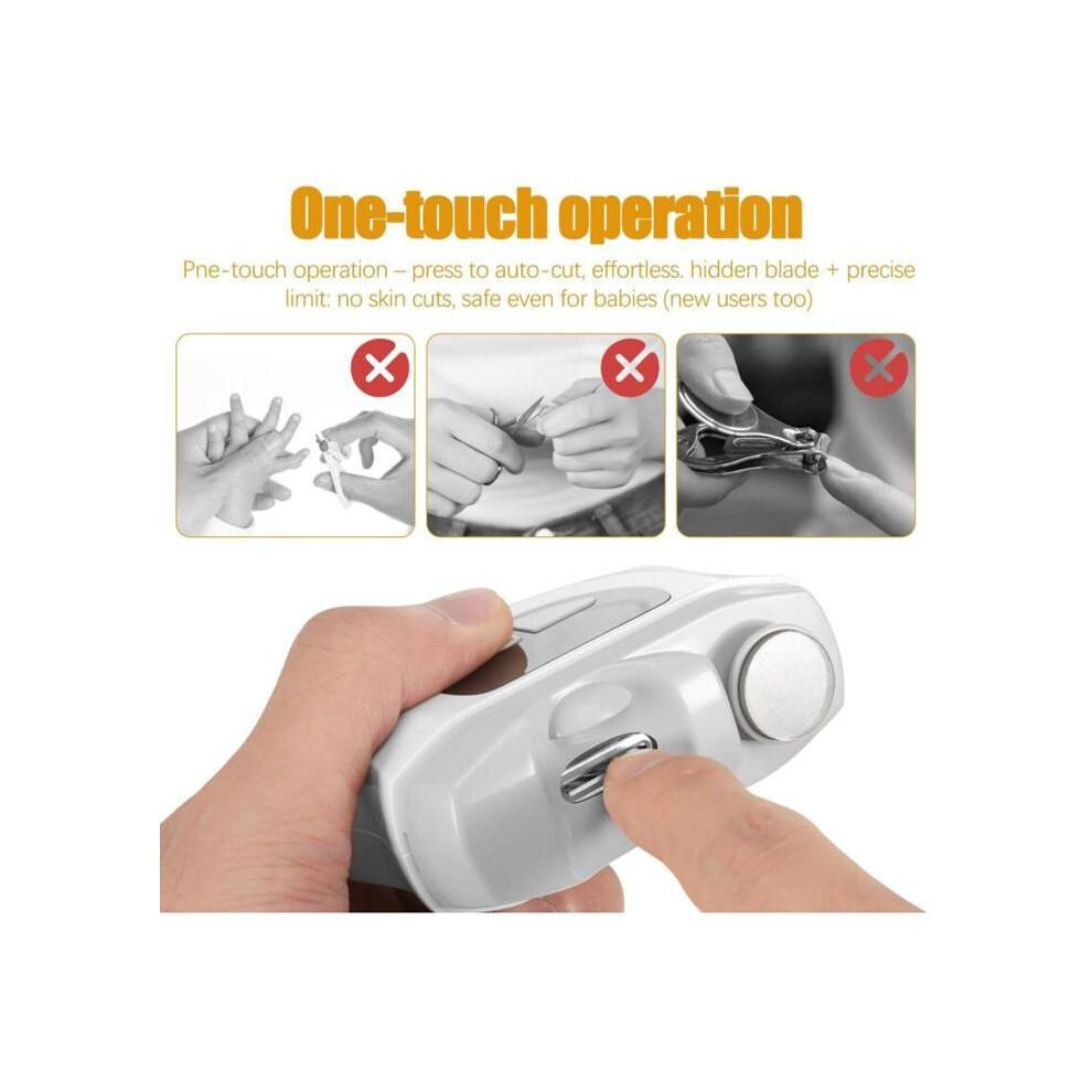 Electric Nail Clipper, Automatic Nail Clipper with LED Light, 3-in-1 USB Rechargeable Electric Nail Clipper