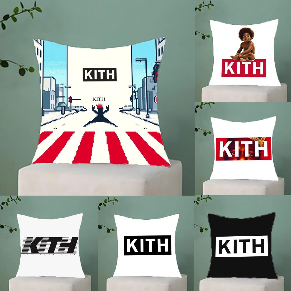 Classic Logo KKITH Pillow Case Antidustmite Pillowcase Invisible Zipper Silky Short Plush Sofa Cushion Cover