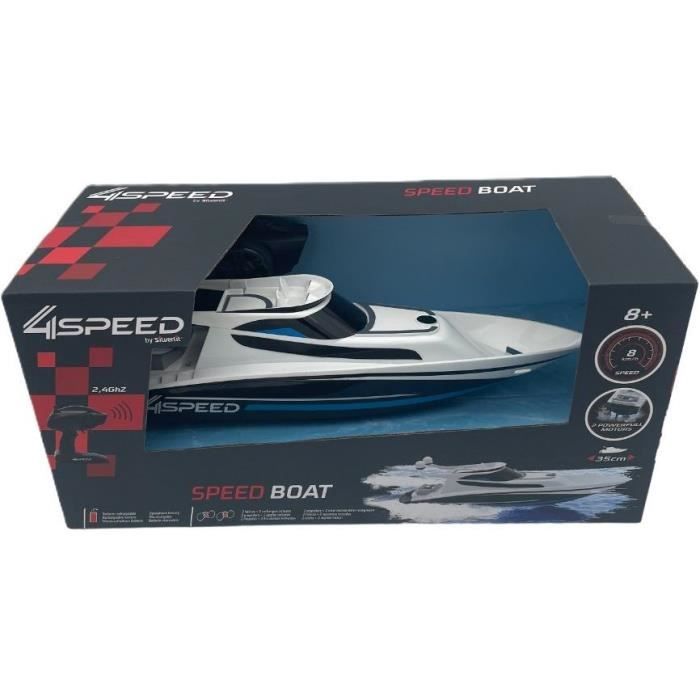Bateau Télécommandé - SILVERLIT - 4SPEED - Speed Boat - 8 km/h - 34 cm - blanc et noir - dès 8 ans