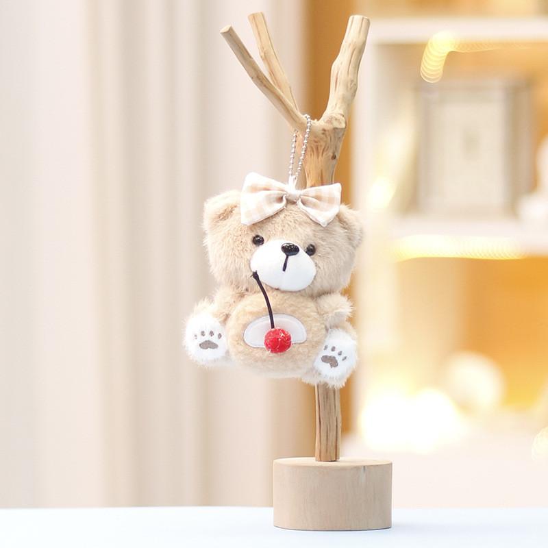 Adorable Bow Tied Dessert Bear Plush Keychain Cookie Themed Stuffed Keyring Toy