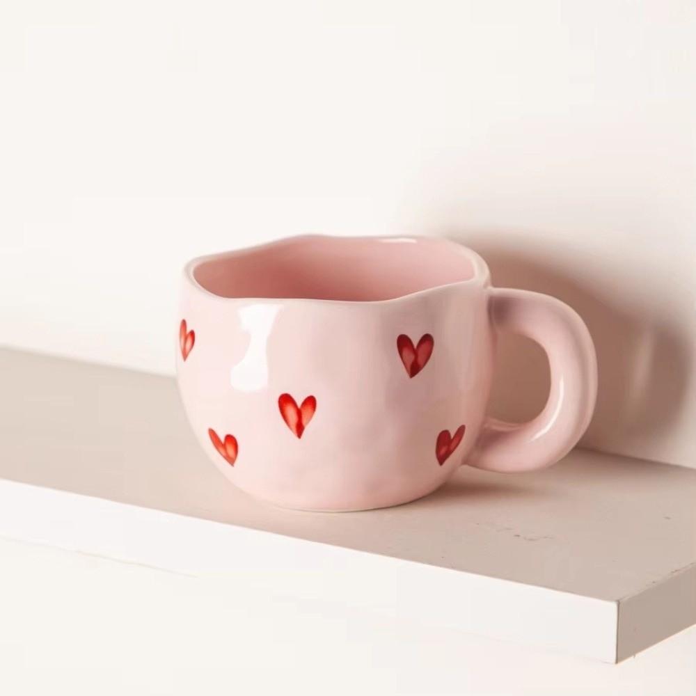Romantic Milk Mug Adorable Heart Water Cup Breakfast Container Breakfast Cup Office
