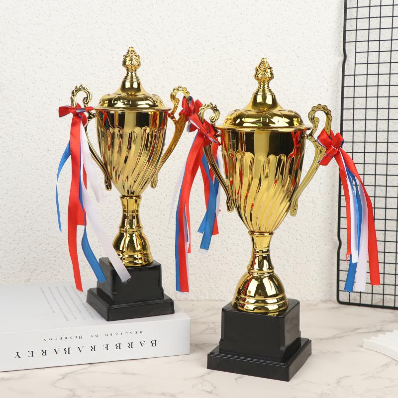 Metal Gold Trophy Cup Sports Award with Base Lid for School Sports Day Large Size Winner Souvenir