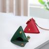 New Triangular Leather Coin Purse Portable Solid Color Storage Bag Access Control Card Snap Button Wallet