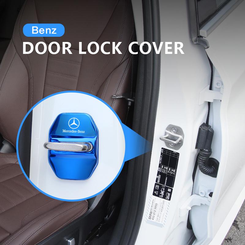 GLC GLB 4Pcs 3D Car Door Lock Cover Accessories For Mercedes Benz AMG W206 W204 W205 W212 W213 W221 W222 W223 W251 W464 W240 W2