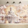 "Buddha Lotus Polyester Tapestry Multi-Size Wall Art for Home Decor Zen Gift Meditation Room Bedroom"