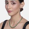 Women's Necklace with 24K Gold Plated and Green Enameled Leaves