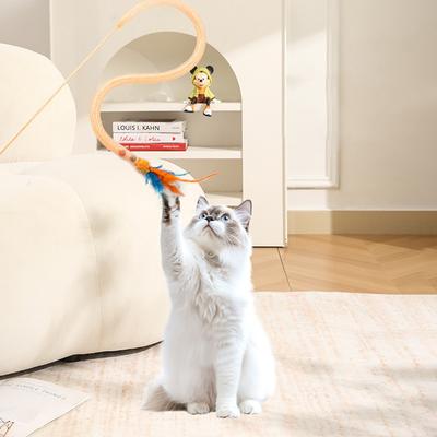 Игрушка-дразнилка для кошек "Змея-Кошка" с шариками с кошачьей мятой, эластичными сетчатыми трубками, меховыми шариками и перьями - Интерактивная игрушка для кошек/котят,