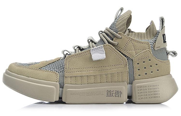 Li Ning Enlightenment ACE Paris Fashion Apparel Week Mid top Sports Casual Shoes Men's Khaki Gray AGBN069-7