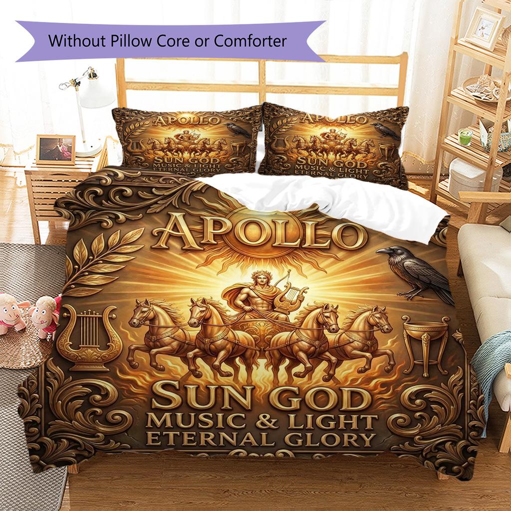 Apollo, the sun god Pattern Bedding Quilt Set Quilt Cover Pillowcase Home Decoration Birthday Gift (1 * duvet cover + 2 * pillowcase, without core)