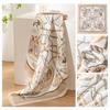 Black Coffee Leaf Print Silk Scarf 65x65cm Elegant Womens Square