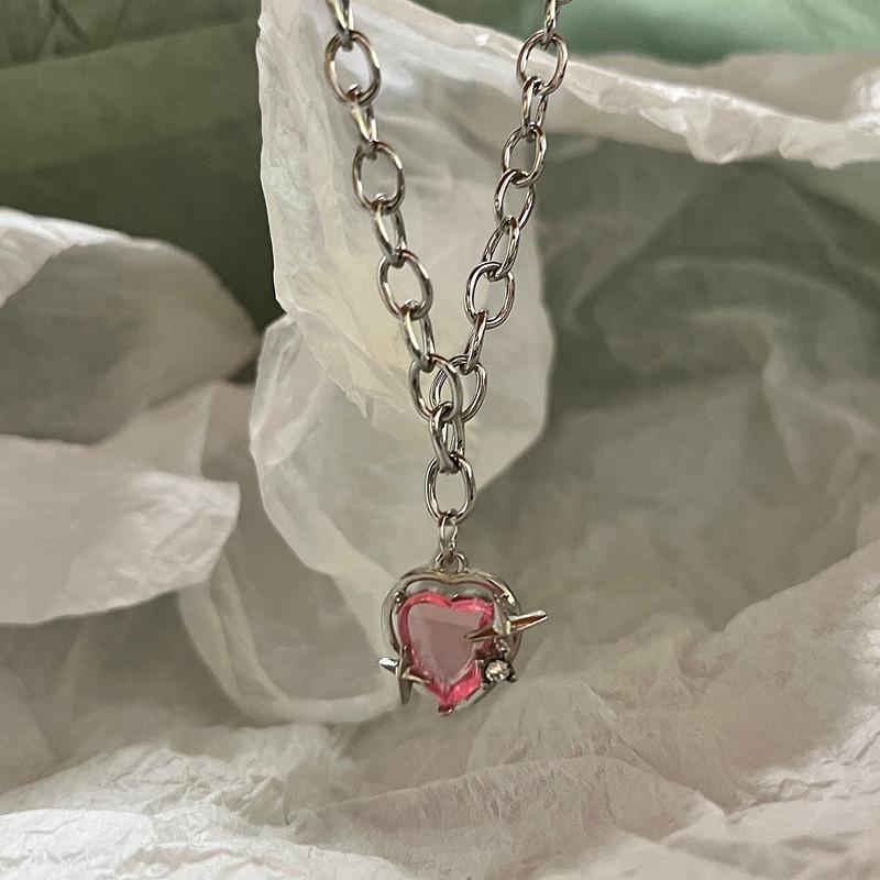 Кулон с хрусталем и опалом, ожерелье из жидкого металла для женщин, цепочка на ключицы, геометрическое нерегулярное винтажное колье Y2K, ювелирные аксессуары