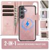 2-in-1 Magnetic Detachable Wallet Case for Samsung Galaxy S25/S25 Plus/S25 Ultra/S25 Edge - PU Leather, Card Slots, Wireless Charging, 360° Protection