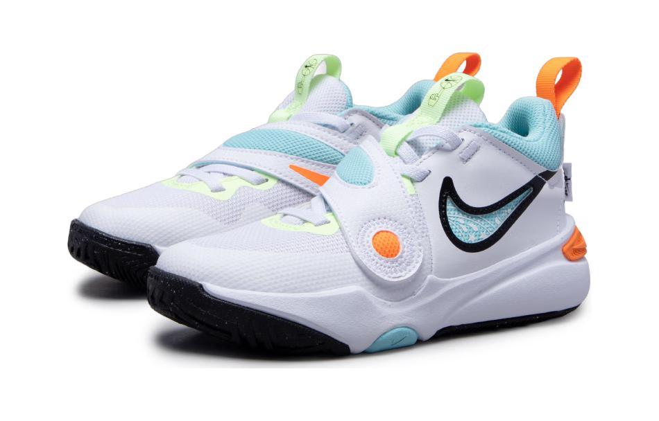 Nike Team Hustle D 11 GS Mid top Children's Basketball Shoes Blue White Orange Children Aged 3 7 Years Old HF5737-141