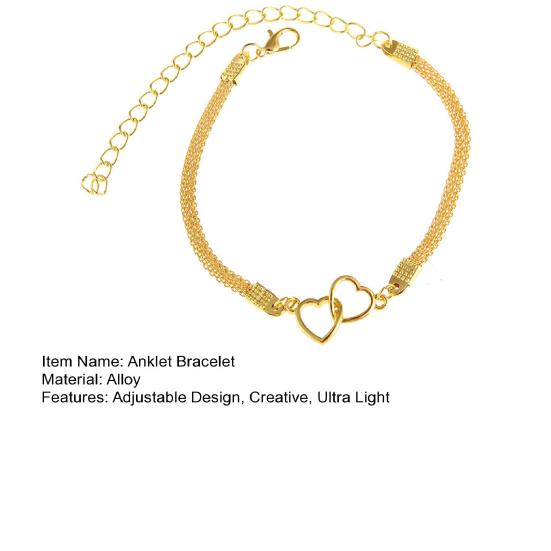 Женский браслет на щиколотку с подвеской в виде сердца, регулируемый дизайн, сверхлегкий металлический браслет на щиколотку, ювелирное украшение в подарок