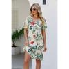 New Short-sleeved Printed Women's Round Neck Vintage Floral Ladies Dress