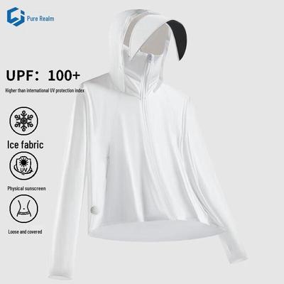 Женская солнцезащитная куртка Chunjie с капюшоном, UPF100, из ледяного шелка