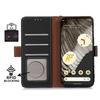 For Google Pixel 7a RFID Blocking Phone Cover Genuine Cow Leather Case with Stand Wallet