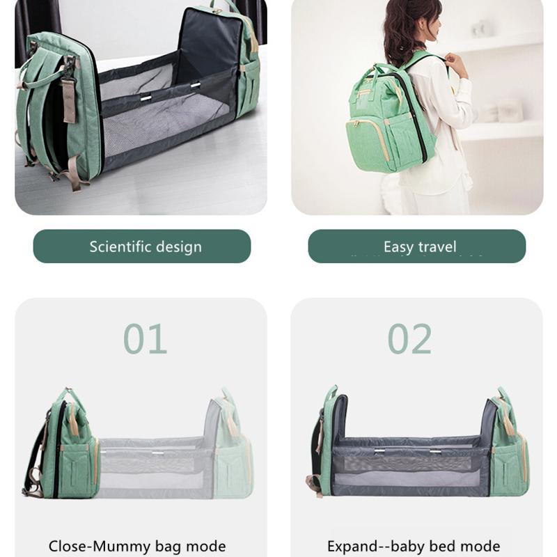 Large Capacity Mummy Backpack Waterproof Backpack Multifunctional Baby Bed Bags Maternity Bag Stroller Bag with Hooks Bag