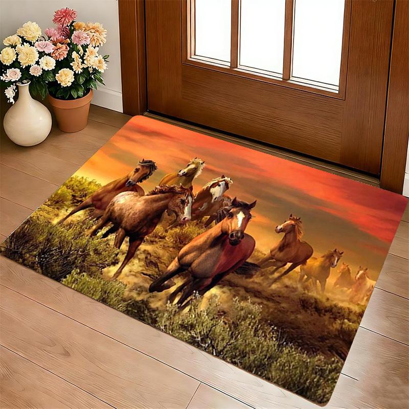 Wild Horses Living Room Nonslip Area Rug Soft Carpet For Bedroom Game Playroom Sofa Office Home Decor Doormat Christmas Gift C9301506