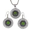 Peridot   Gemstone Pendant Jewelry Set Quartz Necklace 18-20''