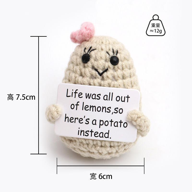 1 шт. Картошка Позитивной Энергии Мини Ручная Работа Плюшевая Вязаная Кукла с Картой Забавная Вязаная Кукла для Снятия Стресса Домашнее Украшение
