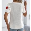 Women's Casual Fashion Contrasting Short Sleeved Knitted Shirt Top Knitted Shirt Top