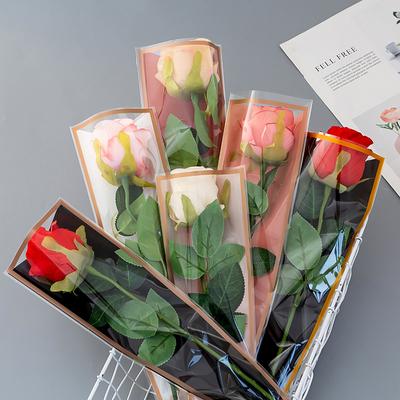 50 шт. одиночные рукава для роз, упаковочные пакеты для букетов, прозрачные целлофановые цветочные обертки на День святого Валентина