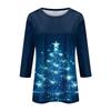 Women's O-Neck 3/4 Sleeve Christmas Print Top