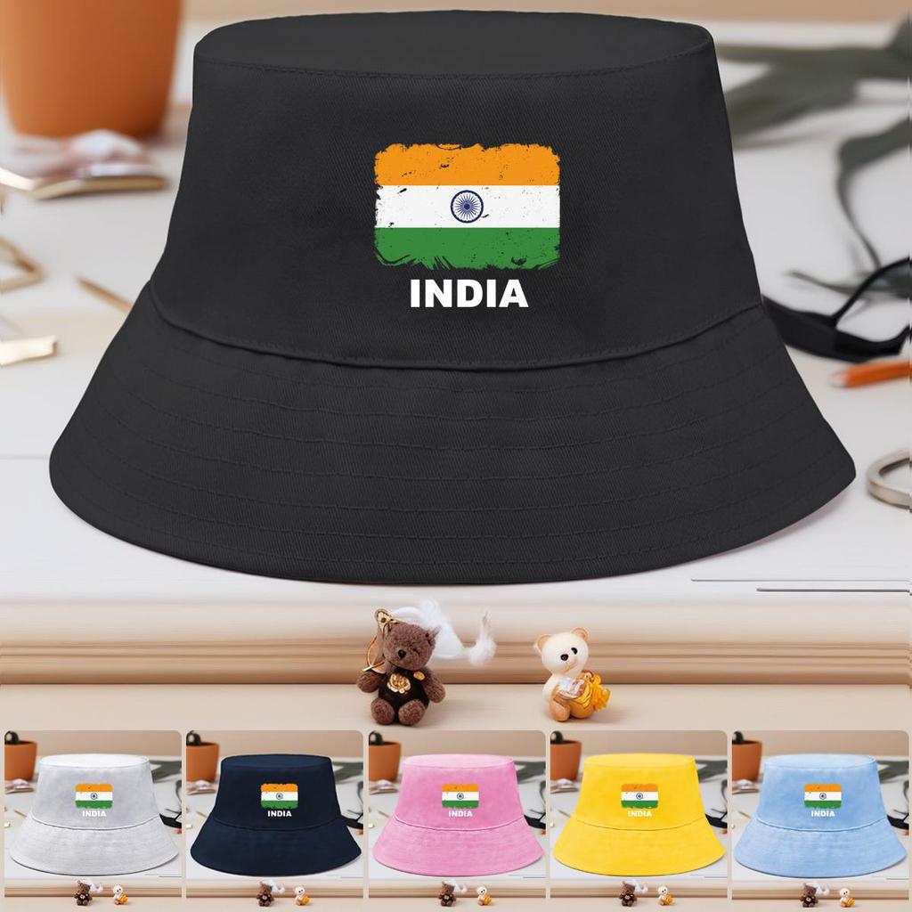 India Flag Print Bucket Hat , Patriotic Men's Hat Fashion Unisex Simple Basin Cap