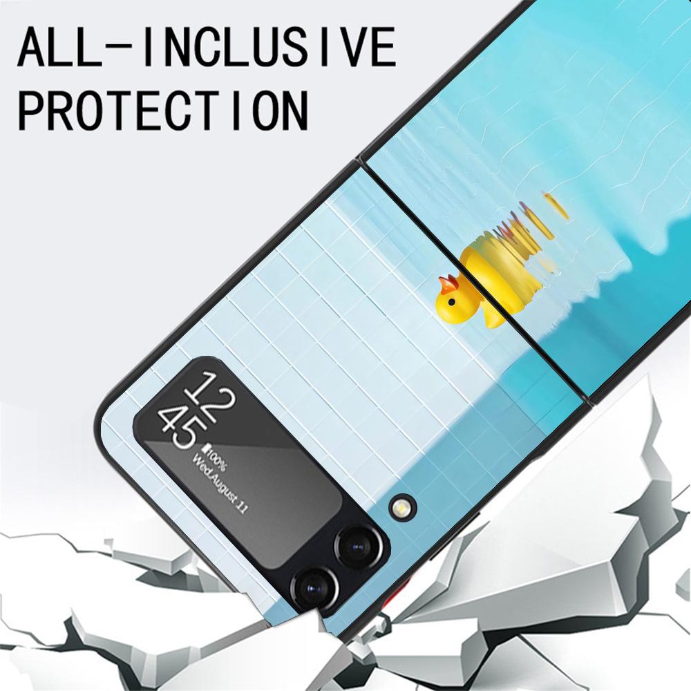 Rubber Ducks Swimming Pool Black Phone Case For Samsung ZFlip7 ZFlip6 ZFlip5 ZFlip4 ZFlip3 5G Hard Protective Galaxy Z Flip 3 4