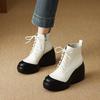 Мода 2025 НОВЫЕ Осенние Женские Ботинки Женская Обувь Круглый Носок Массивный Каблук Ботинки для Женщин Мотоциклетные Ботинки на Платформе высокий каблук