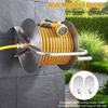 Water Hose Reel Stainless Steel Garden with 6.5ft Leader Pipe, Wall/Floor Mounted Metal Wall Mount Crank Handle, Holds 5/8" x 75ft or 1/2" 130ft