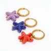 Ceramic Dopamine Starfish Earrings for Women Colorful Vibrant Pendant Youthful Hypoallergenic Stainless Steel  Zircon Gift