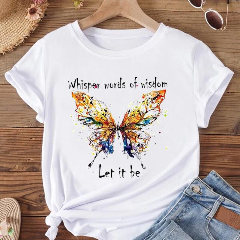 (Азиатский размер) Женская футболка с пчелиным цветком, милая трендовая милая одежда 90-х годов, модная футболка с принтом, женские футболки с коротким рукавом и графикой