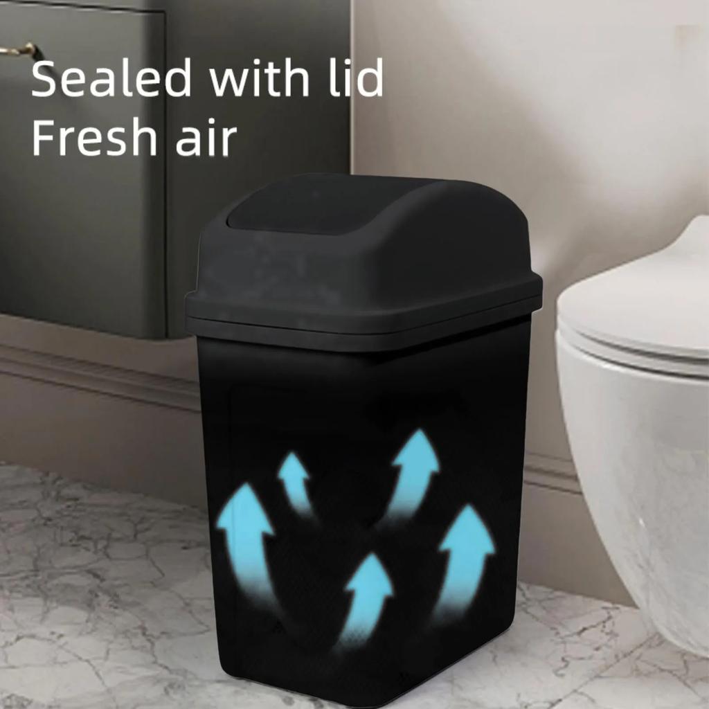Мусорное ведро для кухни объемом 13 галлонов, пластиковое, с откидной крышкой, для кухонного мусора, черное, легко моющееся, прочное, мусорное ведро