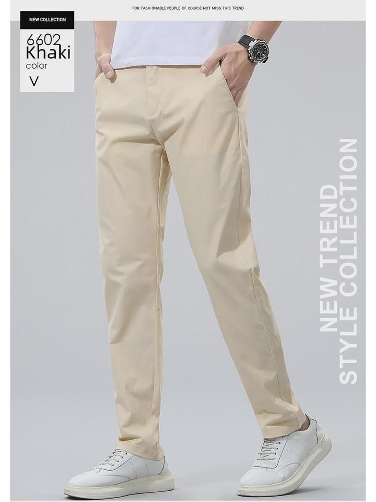 Легкие повседневные брюки из эластичной ткани для мужчин — дышащие, универсальные прямые брюки для весны и лета