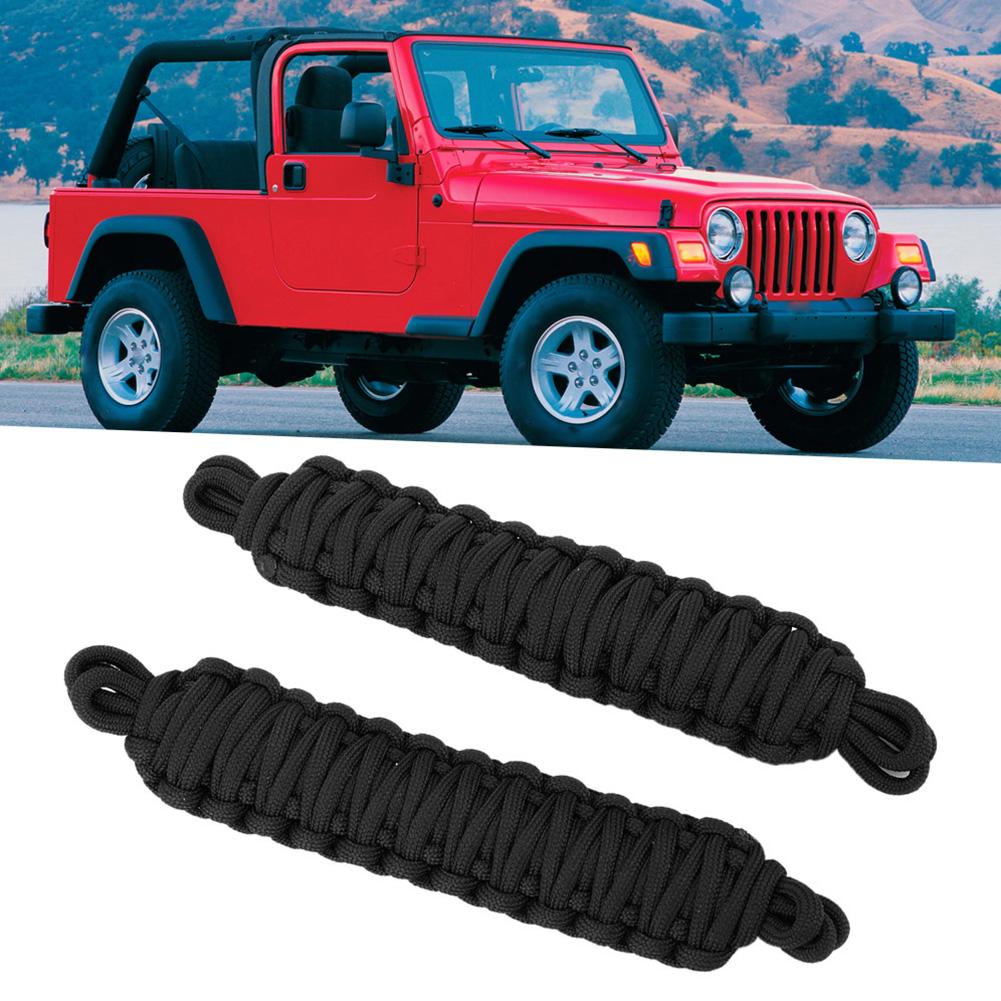 2pcs Car Door Restriction Rope Protection Limiting Strap Fits for Jeep Wrangler TJ 1997 2006Black
