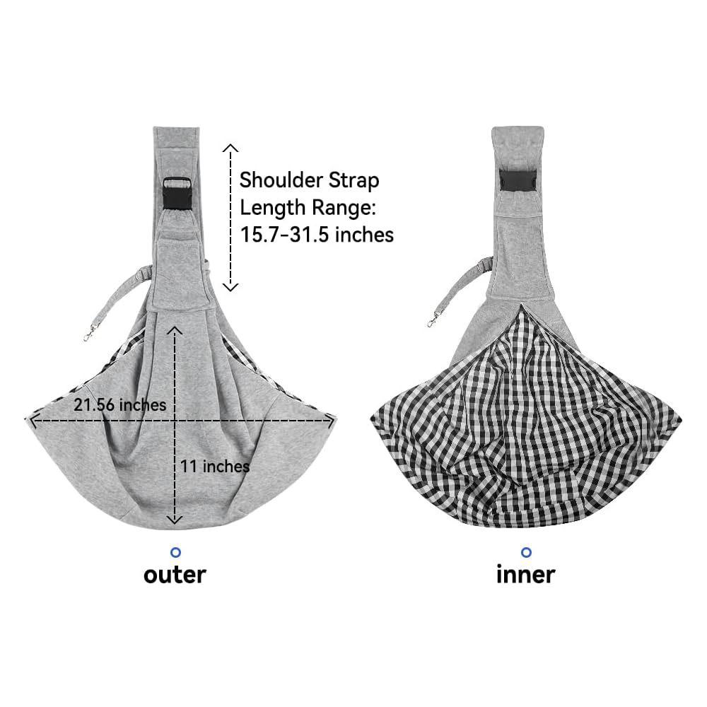 Dog Sling Carrier With Adjustable Strap For Traveling And Outdoor, Grey