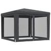 3x3 m Party Tent with 4 Mesh Side Walls Anthracite HDPE