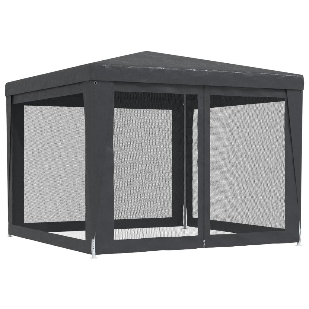 3x3 m Party Tent with 4 Mesh Side Walls Anthracite HDPE