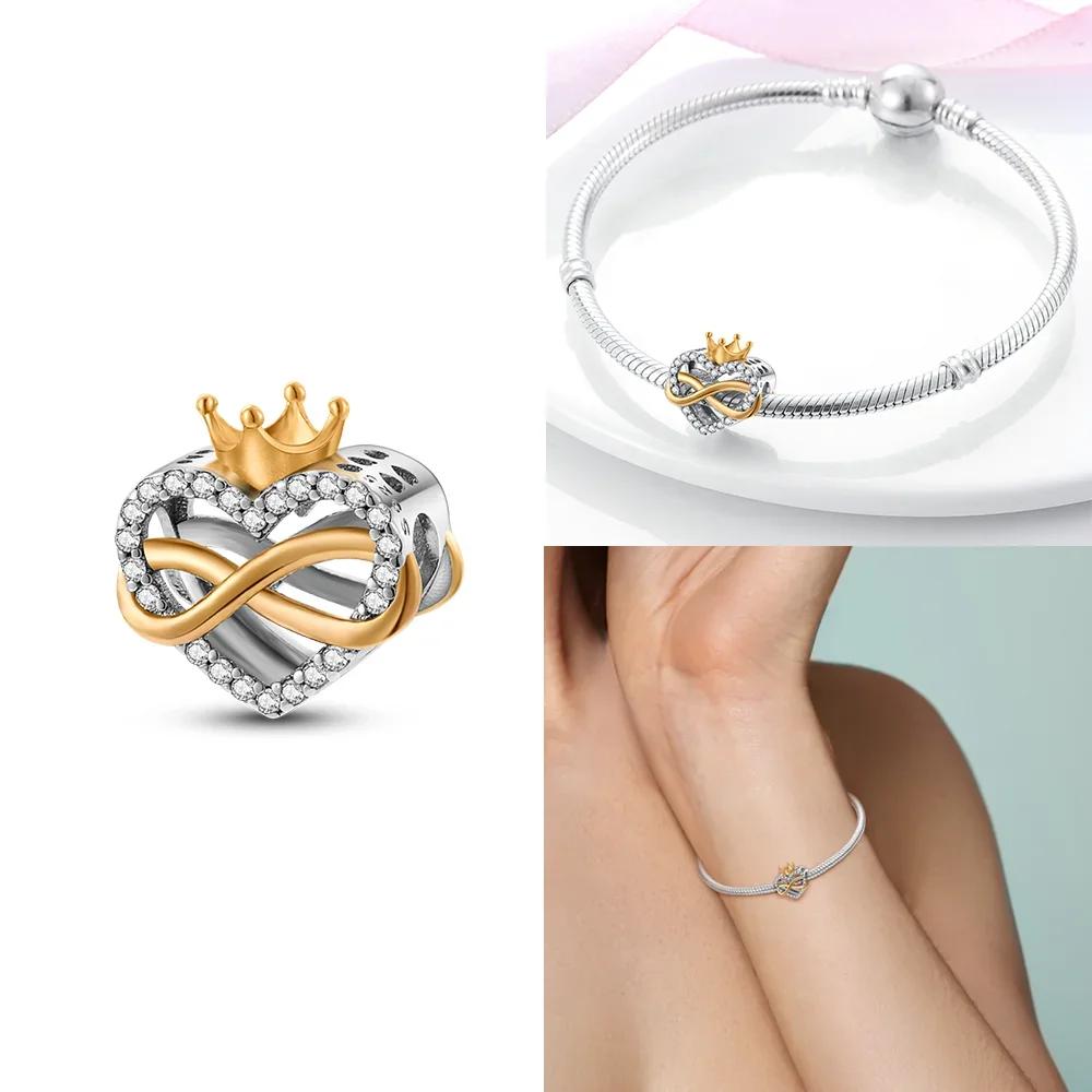 Розовый Шарм Сердце Любви Семьи Оригинальные Медные Бусины Подходят для Браслета Пандора Сделай Сам Сестра Мама Дружба Подвеска Изысканное Подарочное Ювелирное Изделие