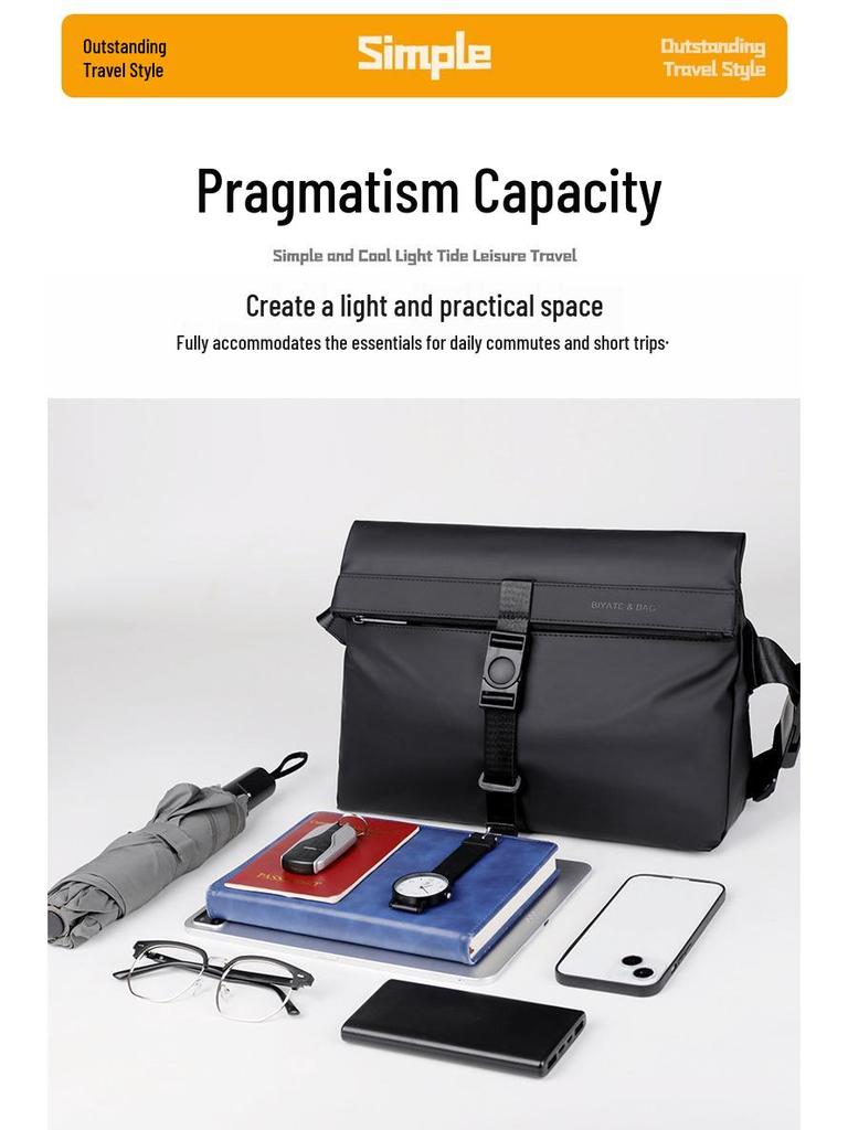 Мужской кожаный минималистичный скандинавский портфель кроссбоди – модная сумка через плечо для деловых поездок