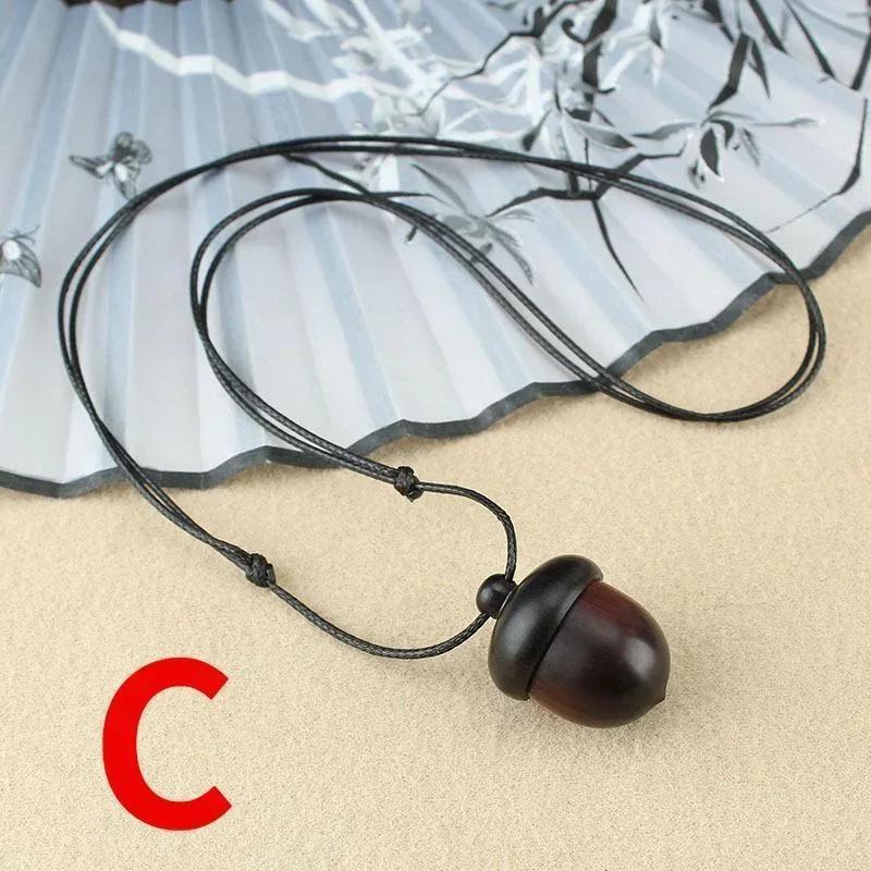 1 шт. Ретро Открывающийся поворотным движением Подвеска-желудь из эбенового дерева Коробка Гаву Длинное ожерелье Простые Художественные Мужские и Женские Украшения Бутылка для желаний