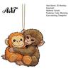 Cute Monkey Keychain 2D Holding Plush Toy Bag Cartoon Keyring Charm Acrylic Hanging Pendant for Backpack Purse Car Keys Decorative Accessory