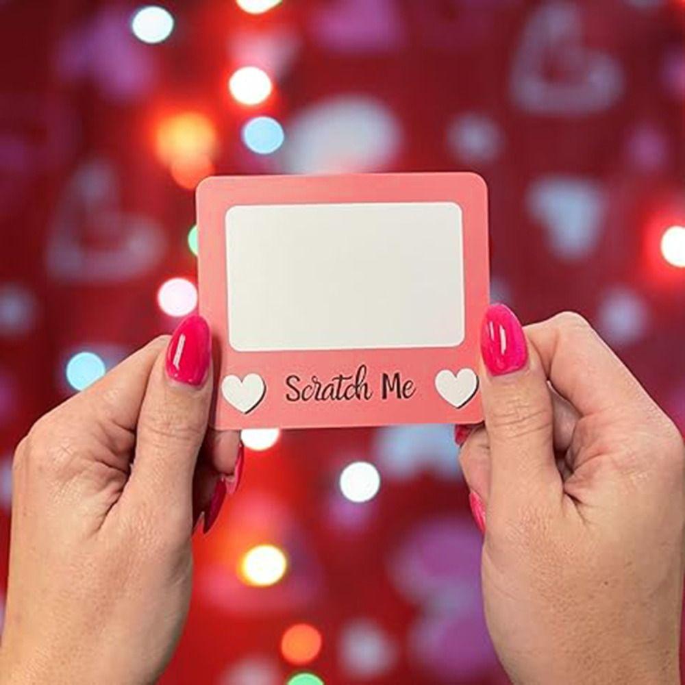 10pcs DIY Valentine's Day Scratch-off Card Red Anniversary Game Tickets Confession of Love