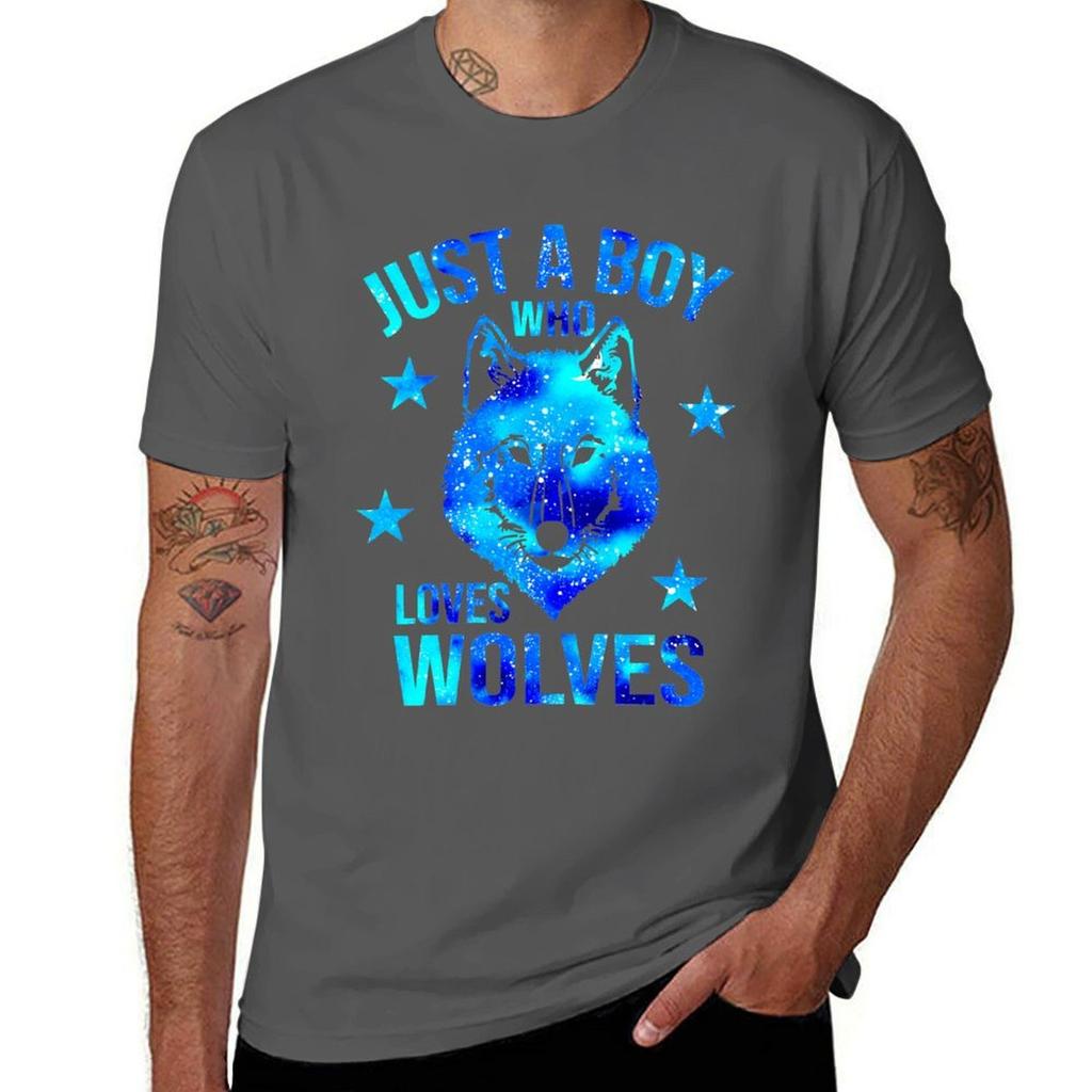 Just A Boy Who Loves Wolves Tshirt Casual Streetwear Short Sleeve Tee Tshirt
